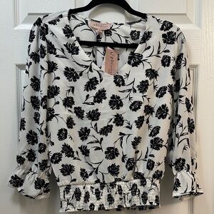 Philosophy Black Floral Blouse on White